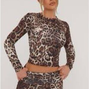 EGO Leopard Print Long Sleeve Top